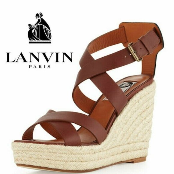 Lanvin Shoes - Lanvin Espadrille Wedge Crisscross Ankle Sandals 7
